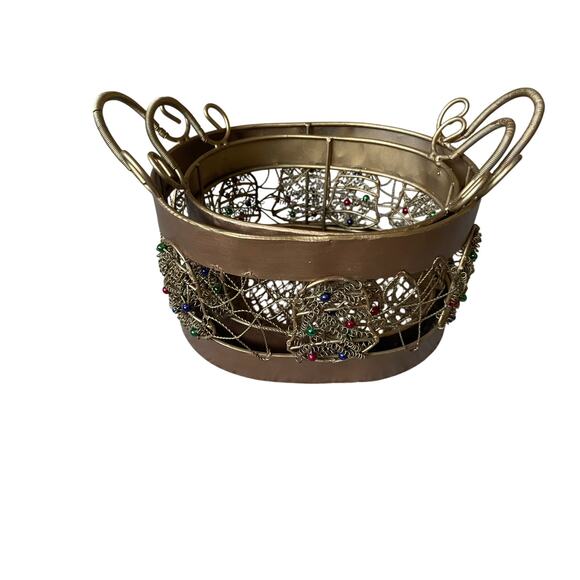 Christmas Copper Nestling Baskets with Bells - Picture 2 of 7